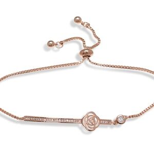 Rose gold Rose Bar Bracelet with CZ